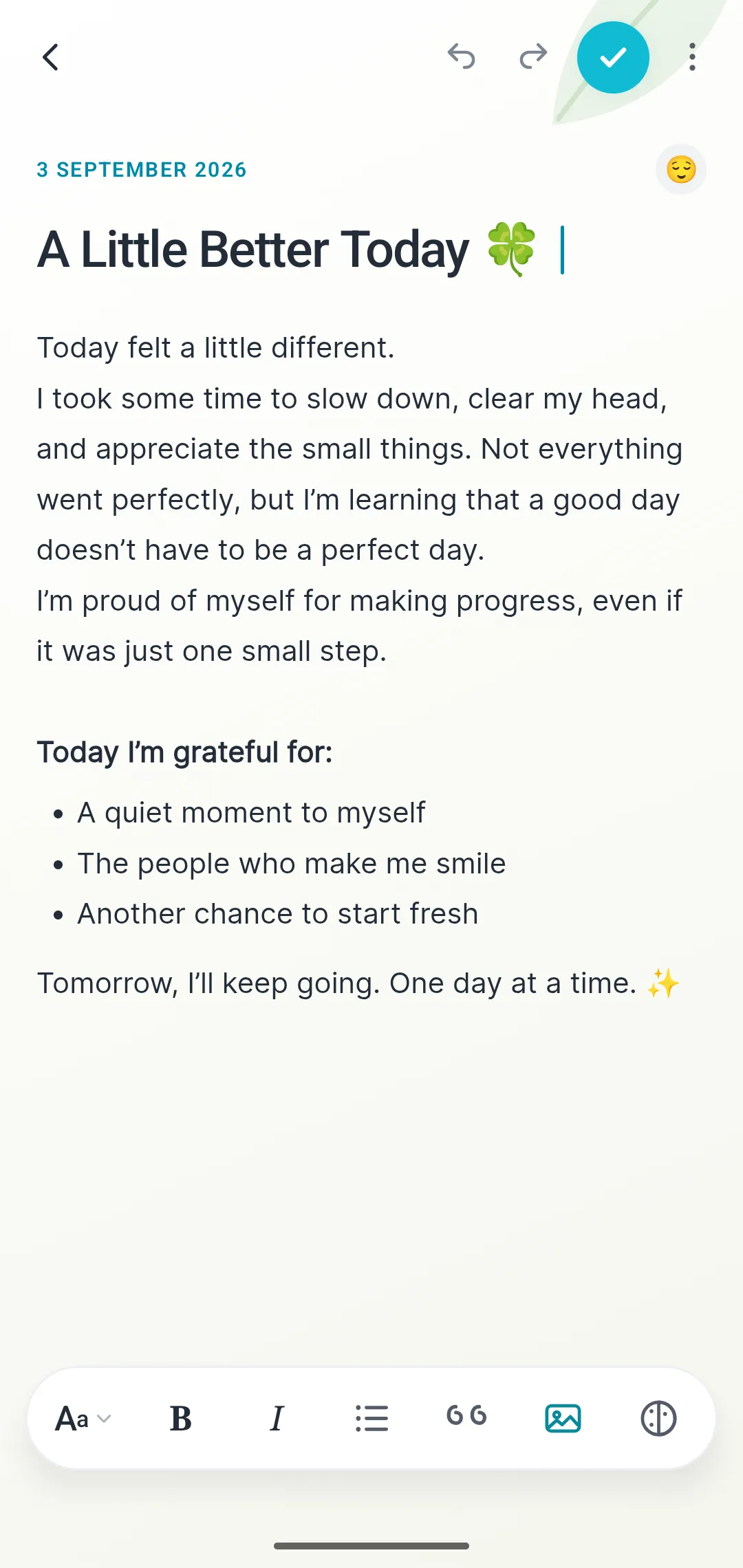 A journal entry being written in Wordpad Plus